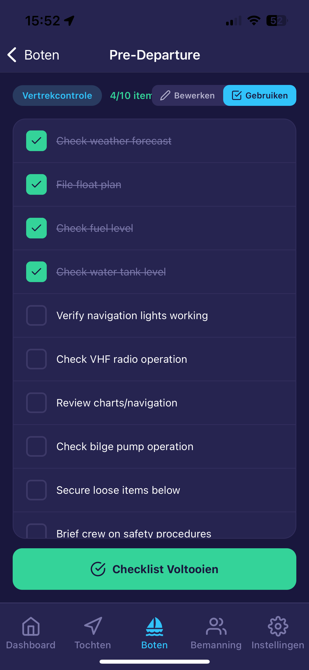 Vertrekchecklist